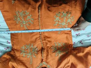 Orange Embroidered Kurta