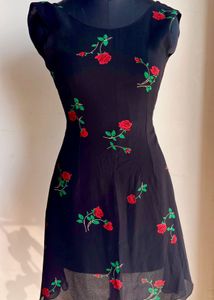 Floral Classic Black Dress