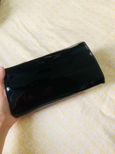 Chic Black Clutch with coin pouch Attached