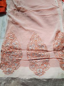 Orange And Beige Color Saree