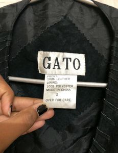 Gato Black Leather Waistcoat