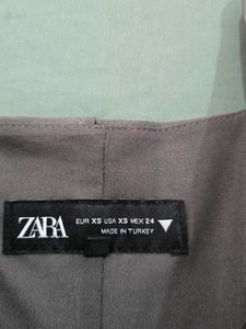 ZARA Grey Corset Flared Mini Dress With Pockets