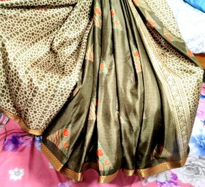 Dark Olive Green Saree