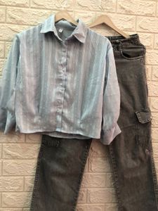 Striped Button-Down Top🍬💗