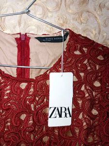 Zara Maroon Lace Dress