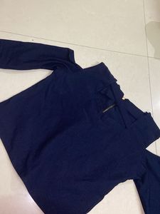 Stylish Navy Blue Cutout Crop Top