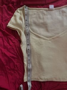 Ribbed V-Neck Crop Top (lime Yellow)