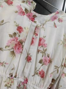 Floral White Chiffon Top