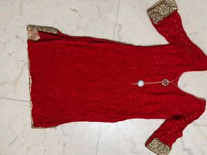 Red &amp; Gold Embellished Suit