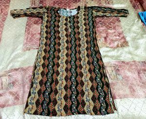 Vintage-Style Printed Cotton Kurti | Soft Stylish