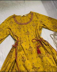 100% cotton Mustard anarkali