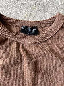 Brown Ribbed Tank Top
