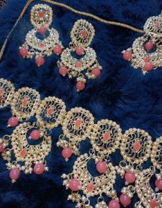 Elegant Pink &amp; Gold Jewelry Set