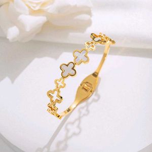 Anti - Tarnish Korean Clover Bangle Bracelet