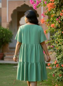 XL Size V-Neck Tiered Dress