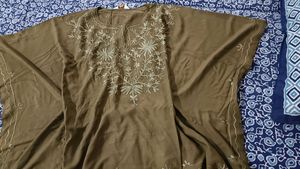 Embroidered Olive Green Kaftan Top