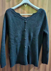 Elegant Black Button-Back Cardigan 🖤