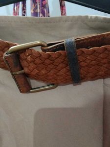 Beige Mini Skirt with Belt
