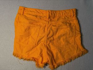 Primark Cares Bright Orange Denim Fringe Shorts