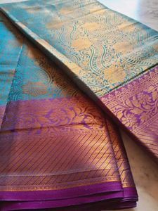 Blue &amp; Purple Kanjivaram Silk Saree