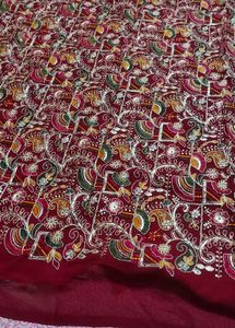 Maroon Embroidered matirial