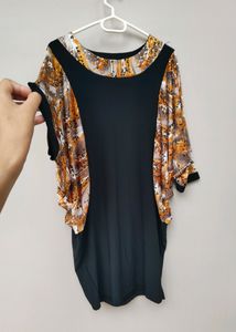 Printed Party Bodycon Dress with Balloon Sleeves
