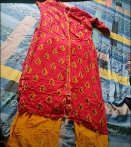 Rayon Kurti Set With Front Slit