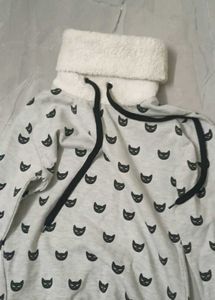 Cute Cat Print Pullover Sweatshirt