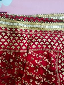 Red Yellow Heavy Quality Dupatta With Lace
