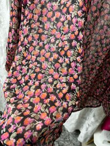 Sheer Floral Print Oversized Shirt