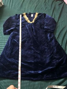 Blue Velvet Kurta Set