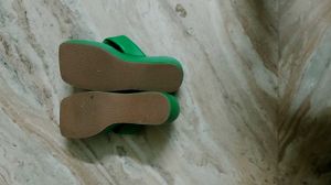 Green Square Toe Thong Sandals