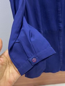 Navy Blue Pleated Top