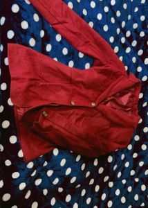 Red Suede-Like Blazer