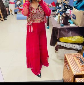 Elegant Red Palazzo Suit Set