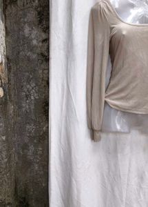 2210. Beige Square Neck Top