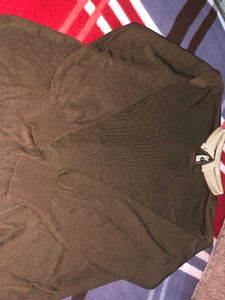 Aesthetic Brown Top With Collar