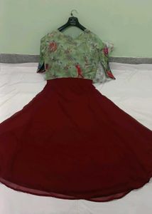 Floral Maroon Long Dress New