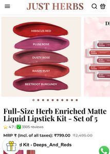 Set Of 5 Matte Lipsticks