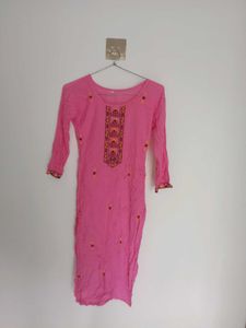Pink Embroidered Kurta