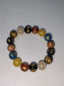 New Om Mani Seven Chakra Round Bead Bracelet.