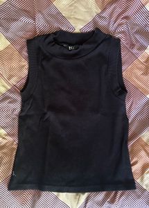 Turtle Neck Cut Sleeves Top