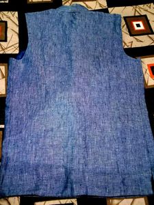 Blue Linen Blend Jacket