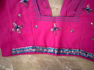 Pink Embellished Saree