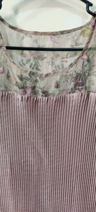 Pleated Dress with Floral Detail