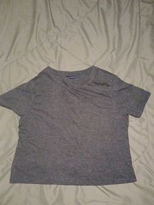 Grey cropped Casual T-Shirt