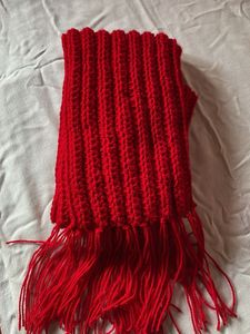 Red crochet mikasa Scarf with