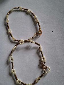 Pinteresty Beaded Pearl Flower Bracelets