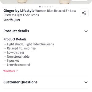 Relaxed Fit Blue Jeans