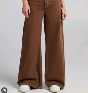 Bershka Y2k Brown Super Wide Baggy Jeans